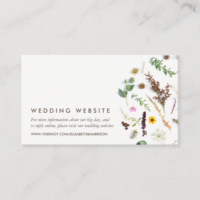 Simple Elegant Botanical Wild Flower Wedding Enclosure Card (Front)