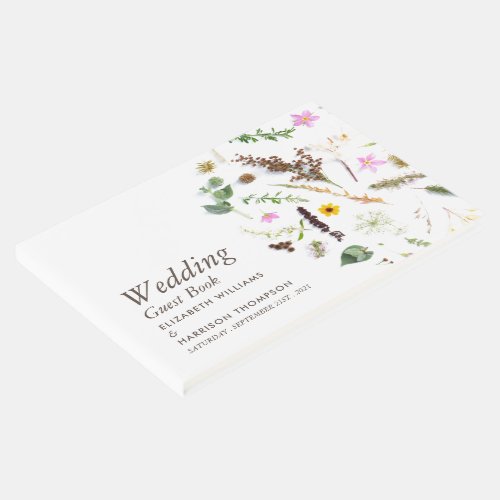 Simple Elegant Botanical Wild Flower Wedding Guest Book