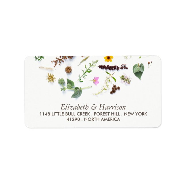 Simple Elegant Botanical Wild Flower Wedding Label (Front)