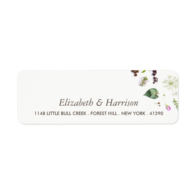 Simple Elegant Botanical Wild Flower Wedding Label (Front)