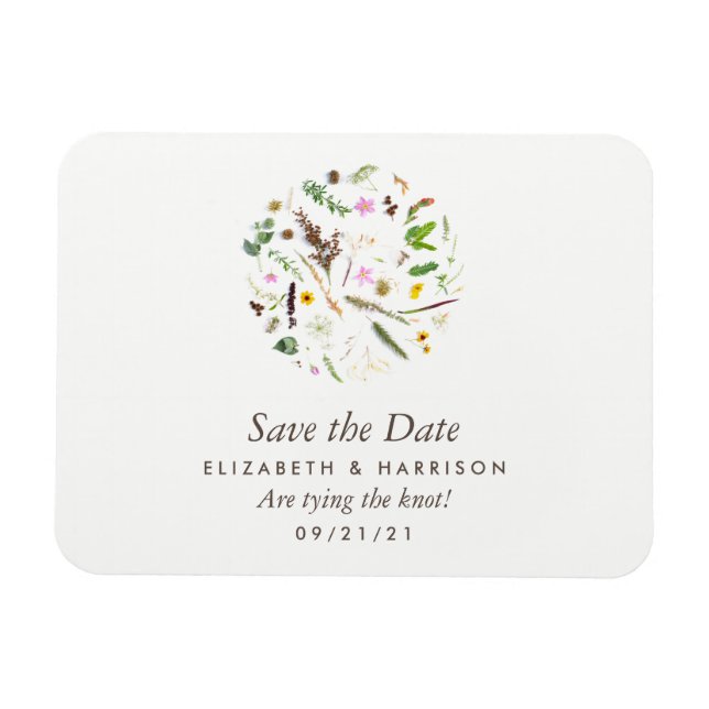 Simple Elegant Botanical Wild Flower Wedding Magnet (Horizontal)