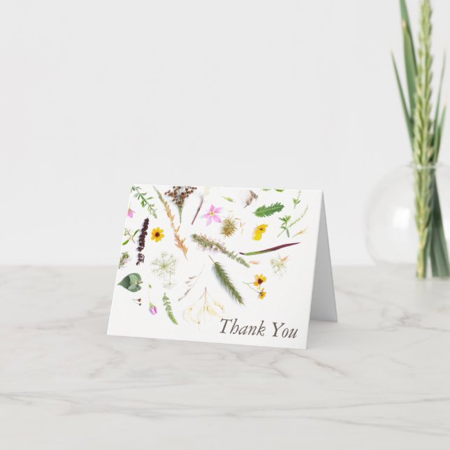 Simple Elegant Botanical Wild Flower Wedding Thank You Card (Front)
