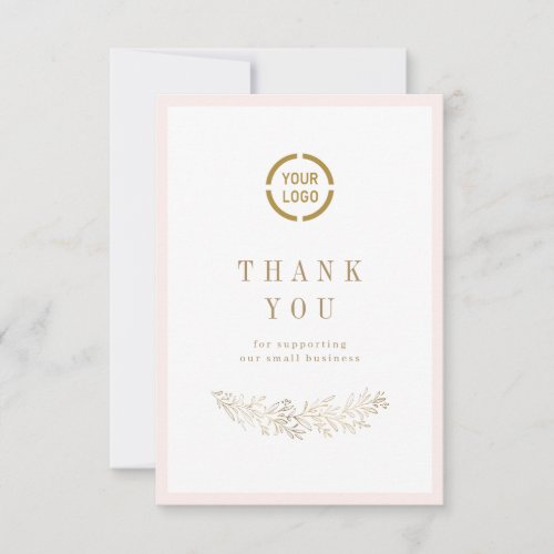 Simple elegant botanical with logo small business thank you card