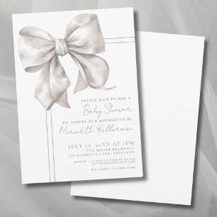 Simple Elegant Bow Baby Shower Invitation