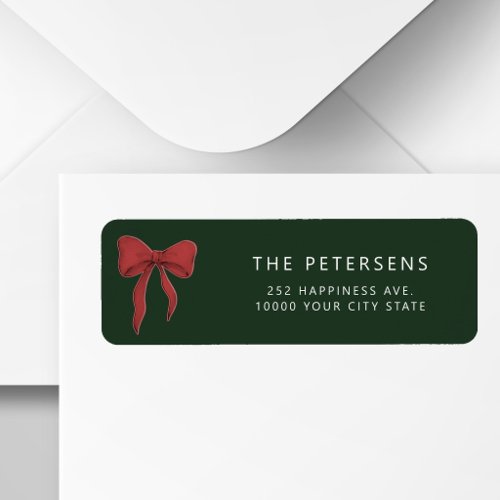 Simple elegant bow green holiday return address label