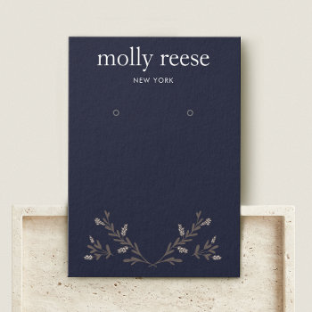 Simple Elegant Branch Navy Earring Display Card by sm_business_cards at Zazzle