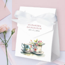 Simple Elegant Bridal Floral Tea Party Watercolor Favor Boxes