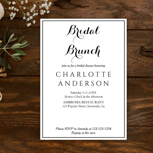 Simple Elegant  Bridal Shower Bridal Brunch Invitation (Creator Uploaded)