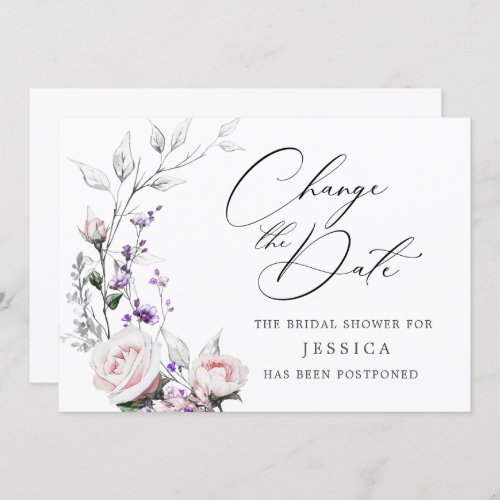 Simple Elegant Bridal Shower Change the Date Invitation