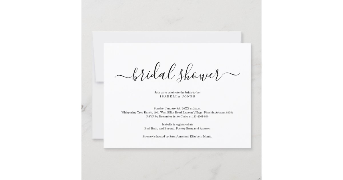 Simple Elegant Bridal Shower Invitation | Zazzle