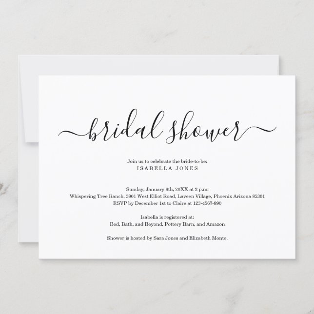 Simple Elegant Bridal Shower Invitation (Front)