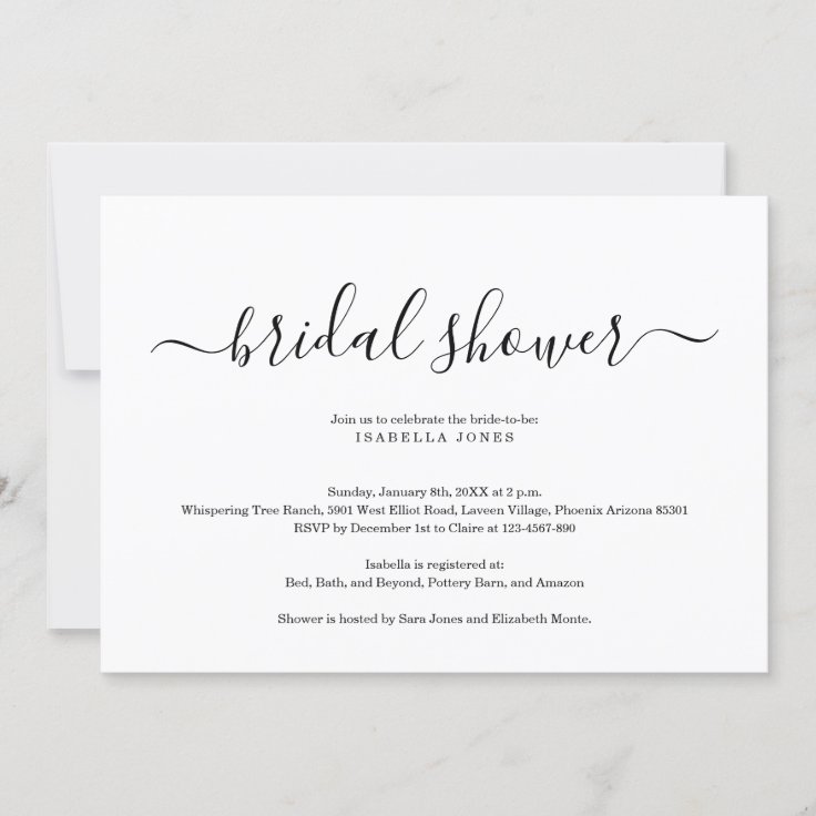 Simple Elegant Bridal Shower Invitation | Zazzle