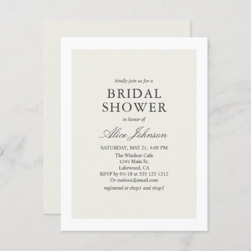 Simple Elegant Bridal Shower Invitation Postcard