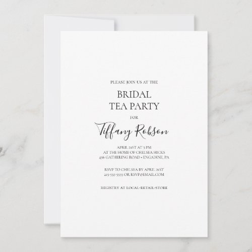 Simple Elegant Bridal Tea Party Invitation