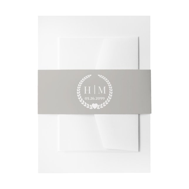 Simple Elegant Bride and Groom Initials Monogram Invitation Belly Band (Front Example)