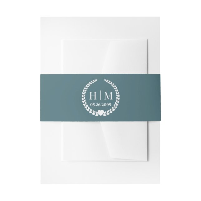 Simple Elegant Bride and Groom Initials Monogram Invitation Belly Band (Front Example)