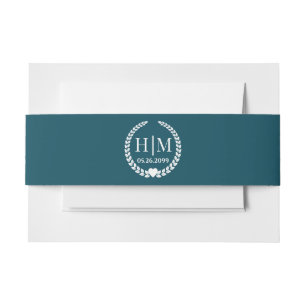 Simple Elegant Bride and Groom Monogram Invitation Belly Band