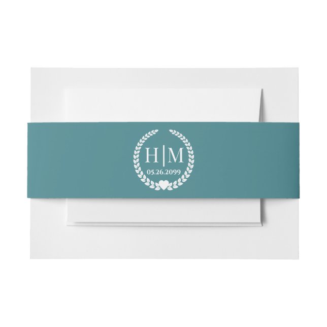 Simple Elegant Bride and Groom Monogram Invitation Belly Band (Front Example)