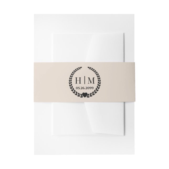 Simple Elegant Bride and Groom Monogram  Invitation Belly Band (Front Example)