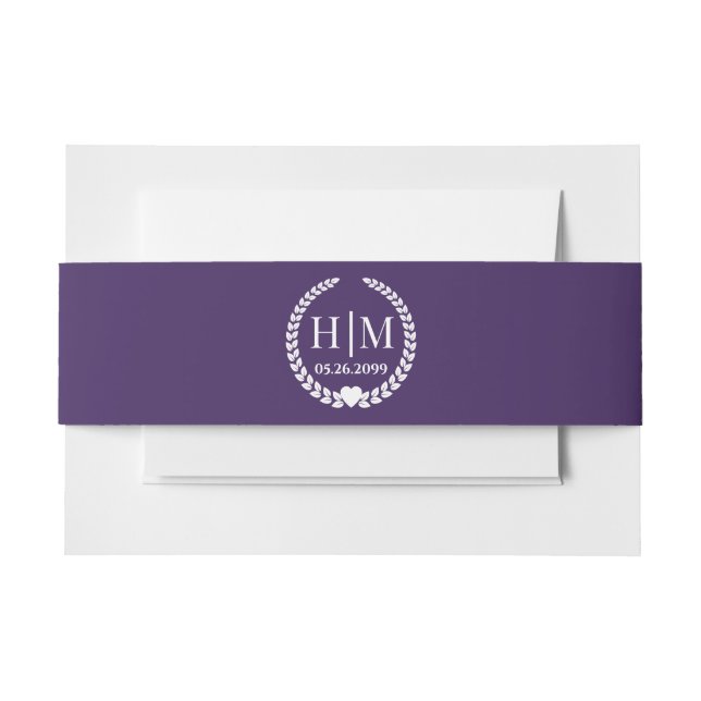 Simple Elegant Bride and Groom Monogram Invitation Belly Band (Front Example)
