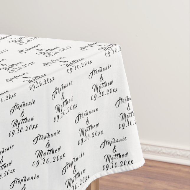 Simple Elegant Bride and Groom Names Wedding Tablecloth (In Situ)