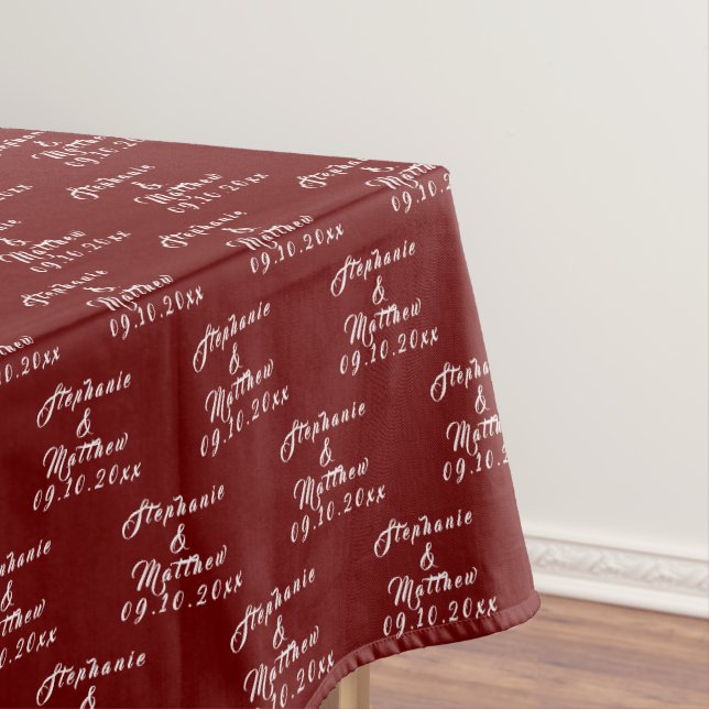 Simple Elegant Bride and Groom Names Wedding Tablecloth (In Situ)