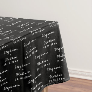 Simple Elegant Bride and Groom Names Wedding Tablecloth