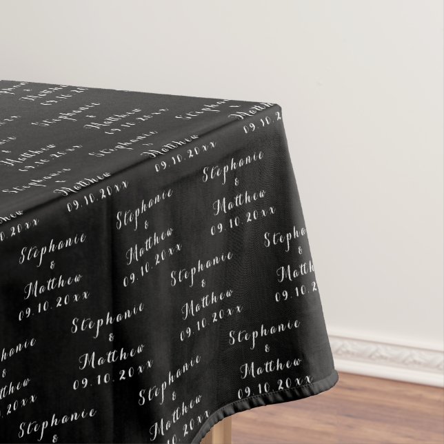 Simple Elegant Bride and Groom Names Wedding Tablecloth (In Situ)