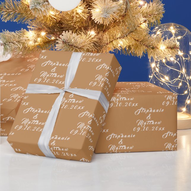 Simple Elegant Bride and Groom Names Wedding Wrapping Paper (Holidays)