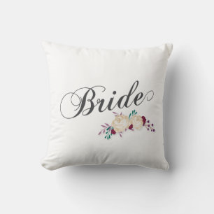 Simple & Elegant Bride Floral   Throw Pillow