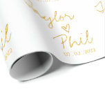 Simple Elegant Bride & Groom Names Wedding Wrappin Wrapping Paper<br><div class="desc">Simple Elegant Bride & Groom Names Wedding Wrapping Paper . It can't get more personalized than this Elegant wrapping paper which has the names of the bride and groom alongwith the wedding date. cover all your gifts with this wrapping paper. Customize it by changing the names of the bride and...</div>