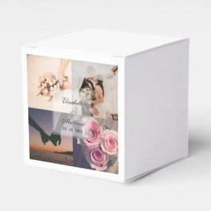 Simple Elegant Bride & Groom Photo Collage Wedding Favor Boxes