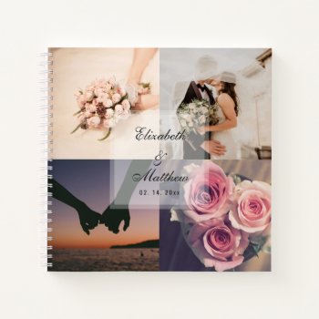 Simple Elegant Bride & Groom Photo Collage Wedding Notebook by littleteapotdesigns at Zazzle