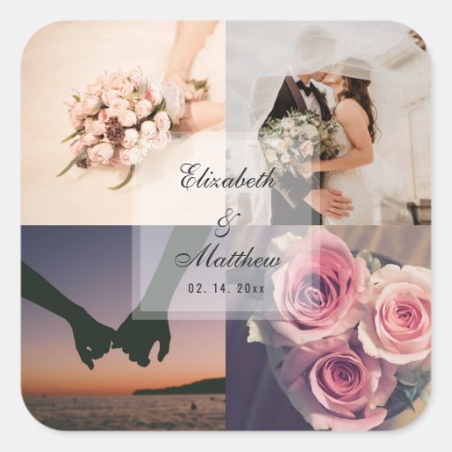 Simple Elegant Bride & Groom Photo Collage Wedding