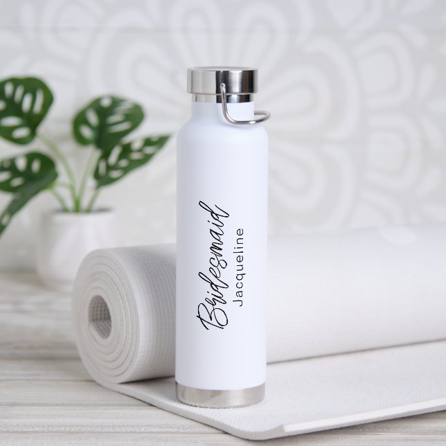 Simple Elegant Bridesmaid Modern Wedding Water Bottle (Yoga)