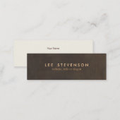 Simple Elegant Brown Leather Look Professional Mini Business Card (Front/Back)