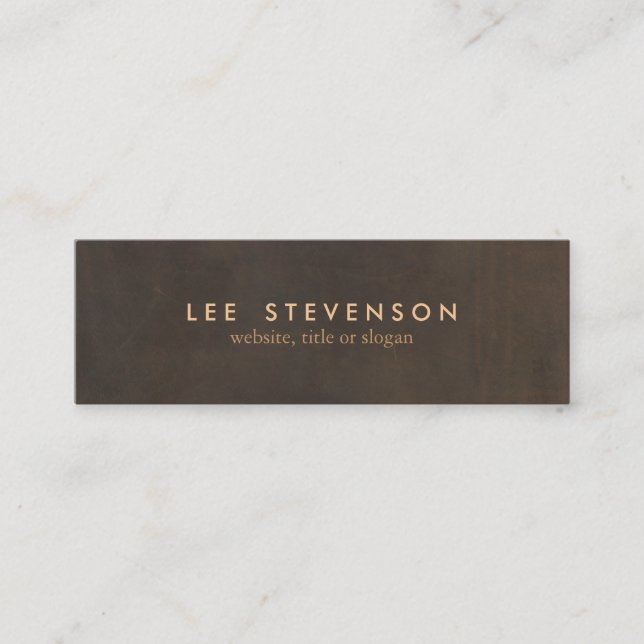 Simple Elegant Brown Leather Look Professional Mini Business Card (Front)