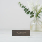 Simple Elegant Brown Leather Look Professional Mini Business Card (Standing Front)