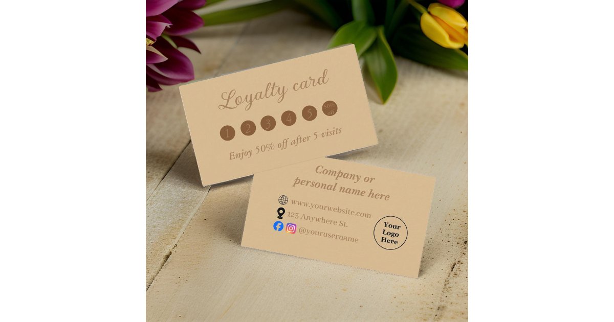 Simple elegant brown loyalty card | Zazzle