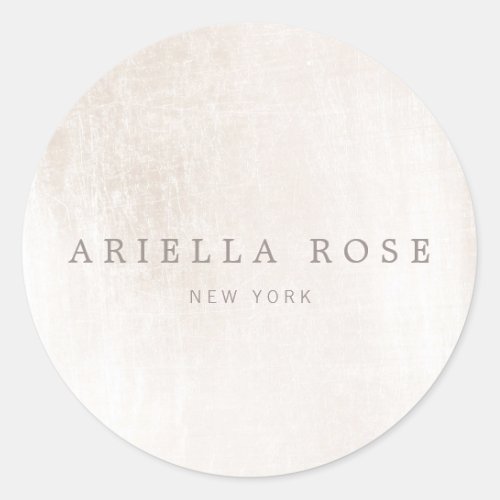 Simple Elegant Brushed White Marble Professional Classic Round Sticker