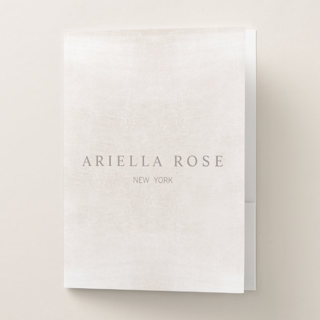 Simple Elegant Brushed White Marble Professional Pocket Folder (Front)