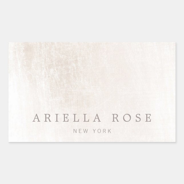 Simple Elegant Brushed White Marble Professional Rectangular Sticker (Front)