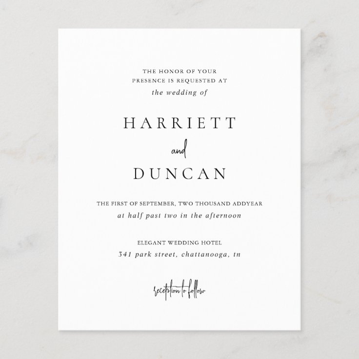Simple Elegant Budget Wedding Invitation Zazzle