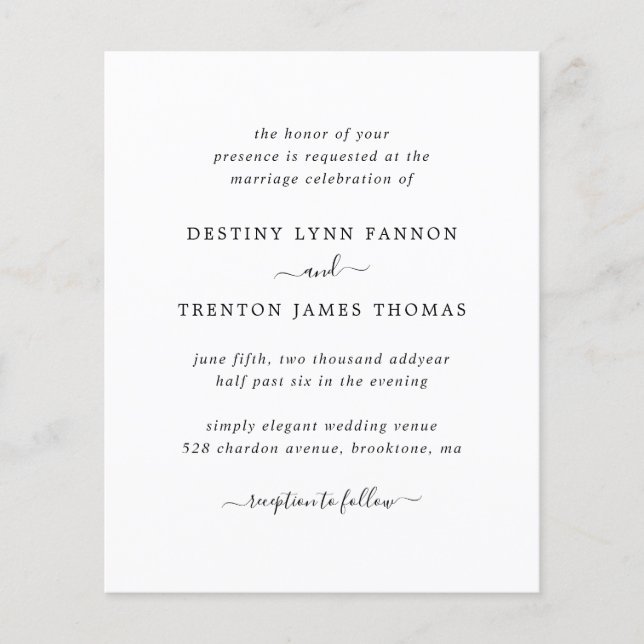 Simple Elegant Budget Wedding Invitation (Front)