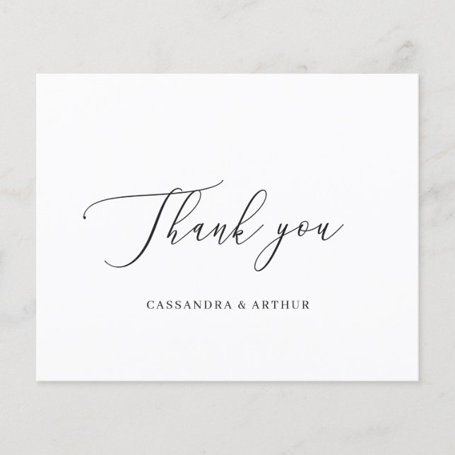 Simple Elegant Budget Wedding Thank You Card (Front)