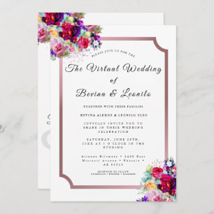 Simple Elegant Burgundy Floral Modern Wedding Invitation
