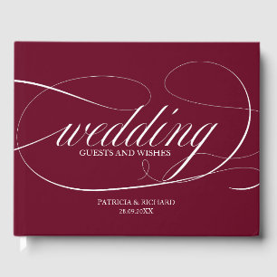 Simple Elegant Burgundy Marsala Wedding Guest Book