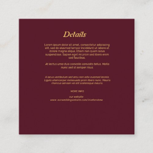 Simple Elegant  Burgundy QR Code  Enclosure Card