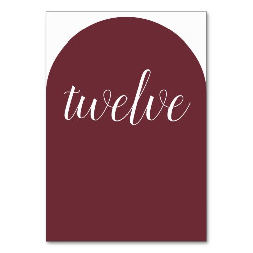 Simple Elegant Burgundy Rounded Table Number