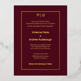 Simple Elegant Burgundy Touch of Foil Invitation